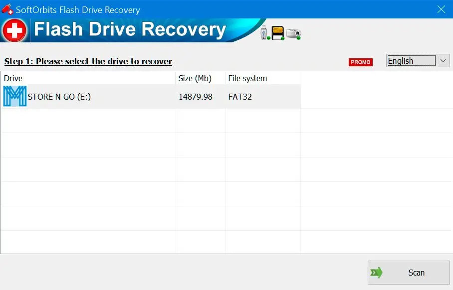 SoftOrbits Flash Drive Recovery Στιγμιότυπο.